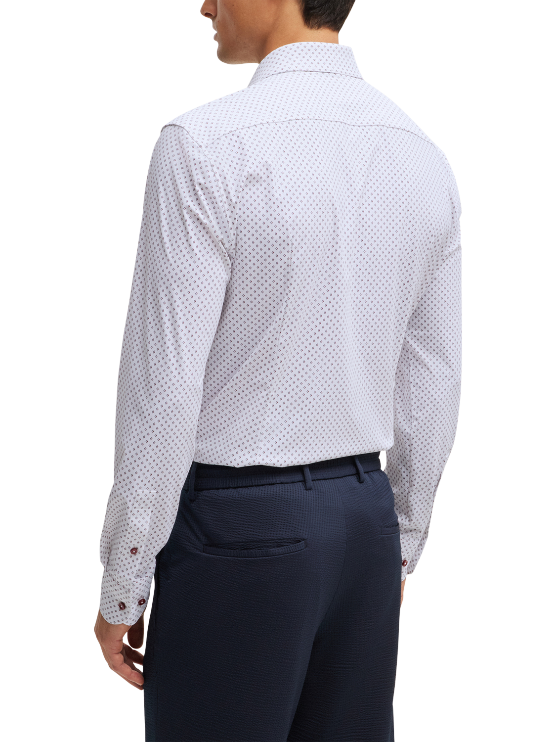 Product image 2 of 6, which shows HUGO BOSS BOSS Performance Slim Fit Shirt, White/Multi, 14.5