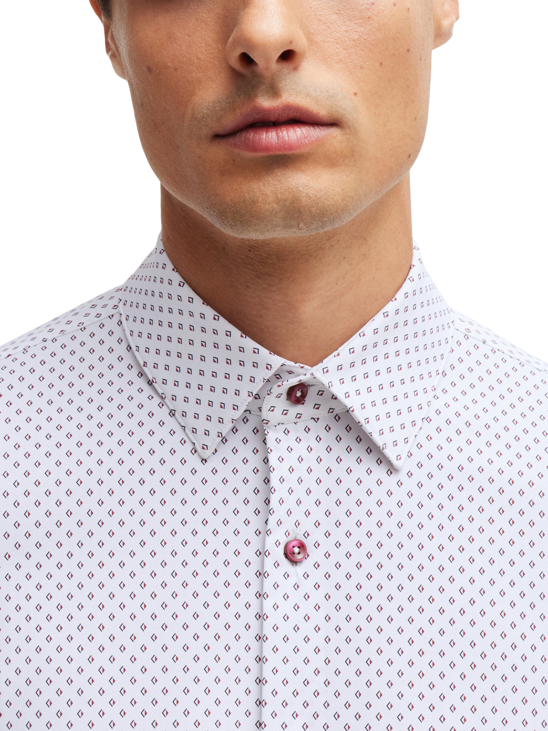 Product image 5 of 6, which shows HUGO BOSS BOSS Performance Slim Fit Shirt, White/Multi, 14.5
