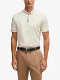 BOSS Zip Neck Slim Fit Polo Shirt, Open White