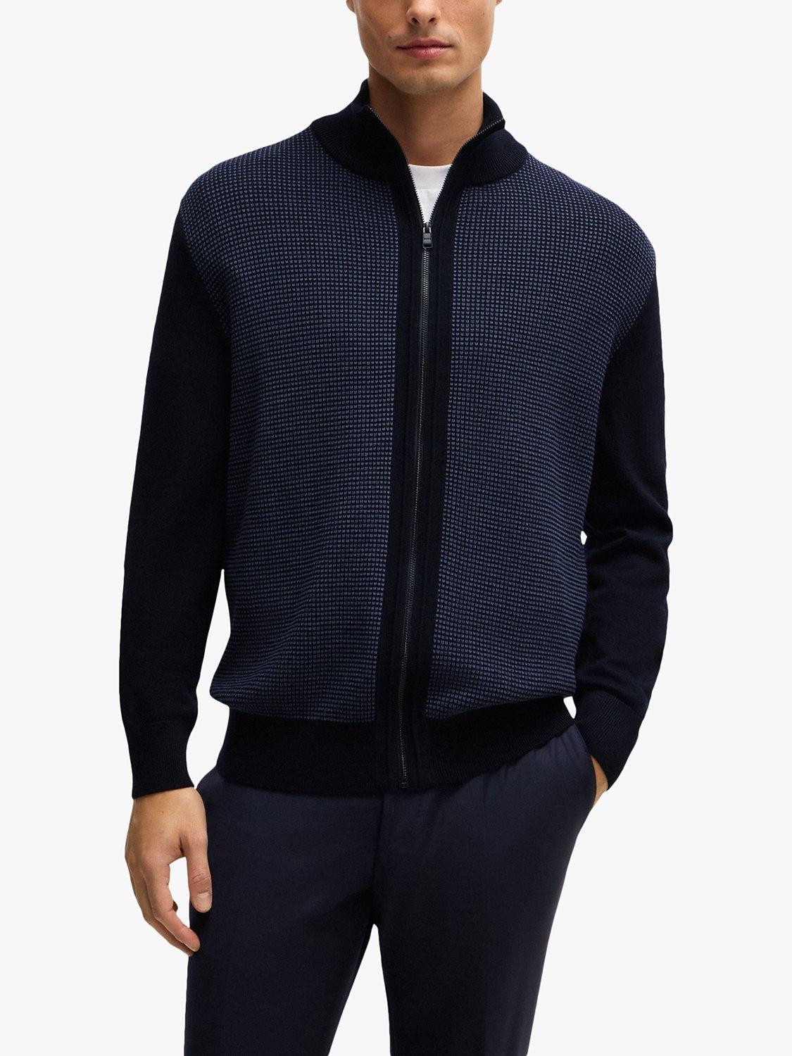 BOSS Zip Through Jumper, Dark Blue, L