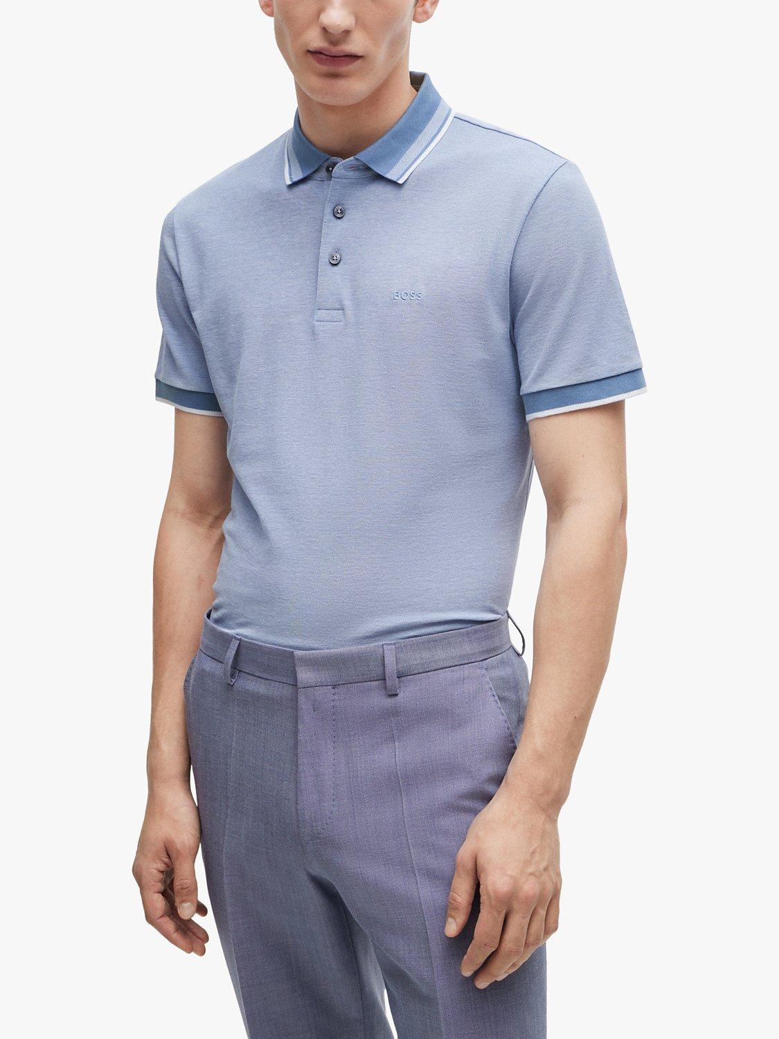 BOSS Short Sleeve Polo Shirt, Open Blue
