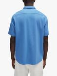 BOSS Short Sleeve Stretch Cotton Shirt, Open Blue