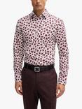 BOSS Slim Fit Abstract Print Shirt, Dark Red