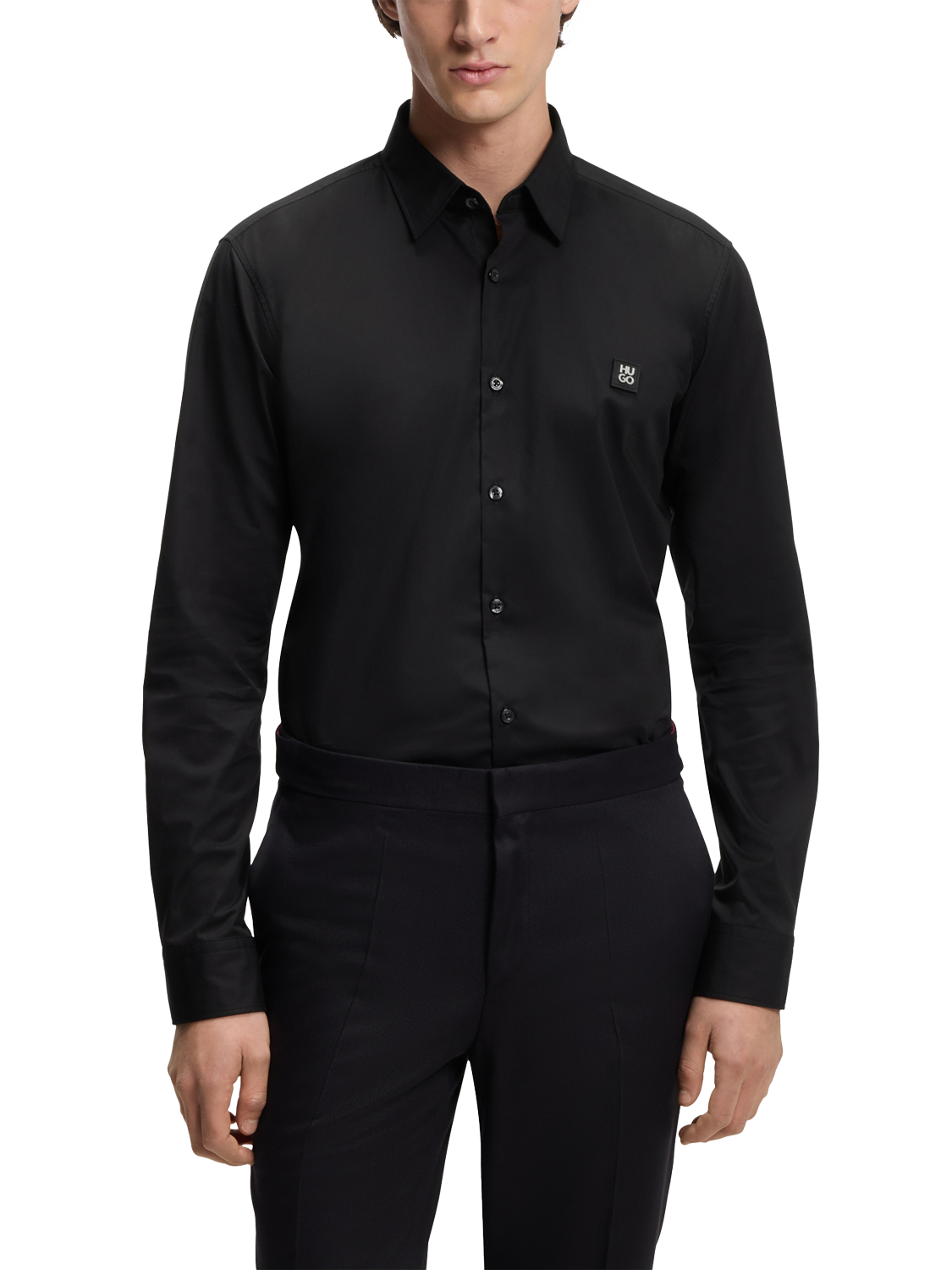 Product image 1 of 6, which shows HUGO Slim Fit Long Sleeve Shirt, Black, M
