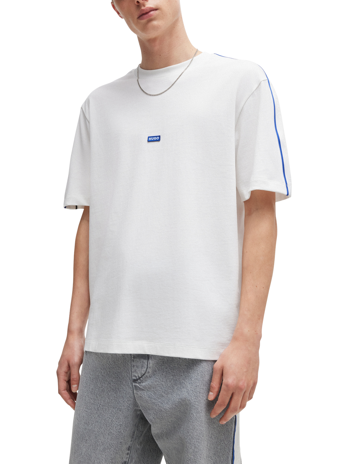 HUGO Cotton Regular Fit Short Sleeve Logo T-Shirt, White