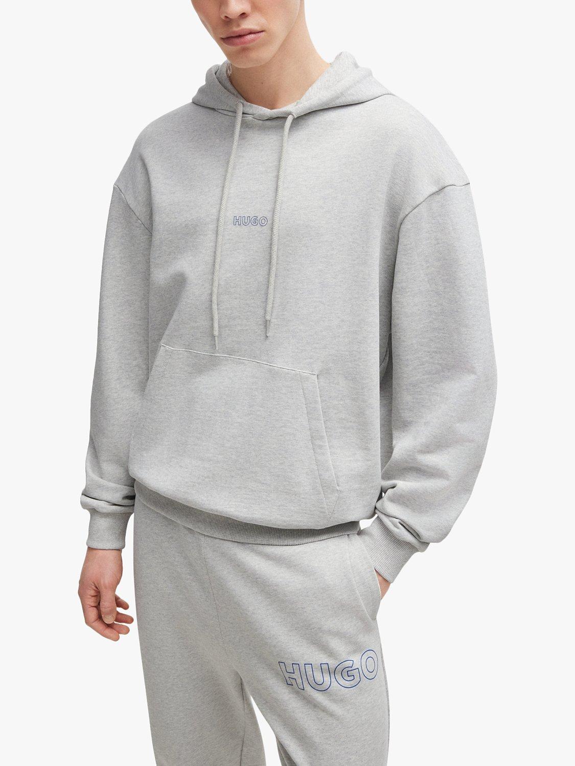 HUGO Cotton 3D Logo Hoodie Open Grey