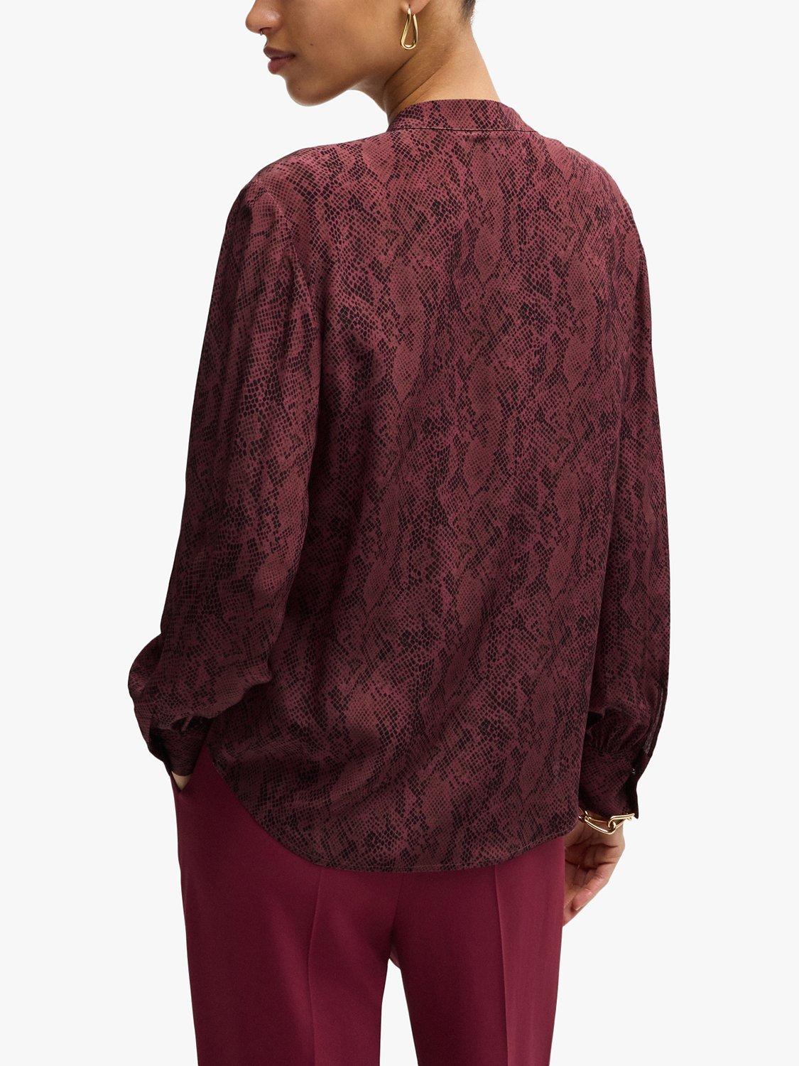 BOSS Banora Silk Top, Burgundy, 4