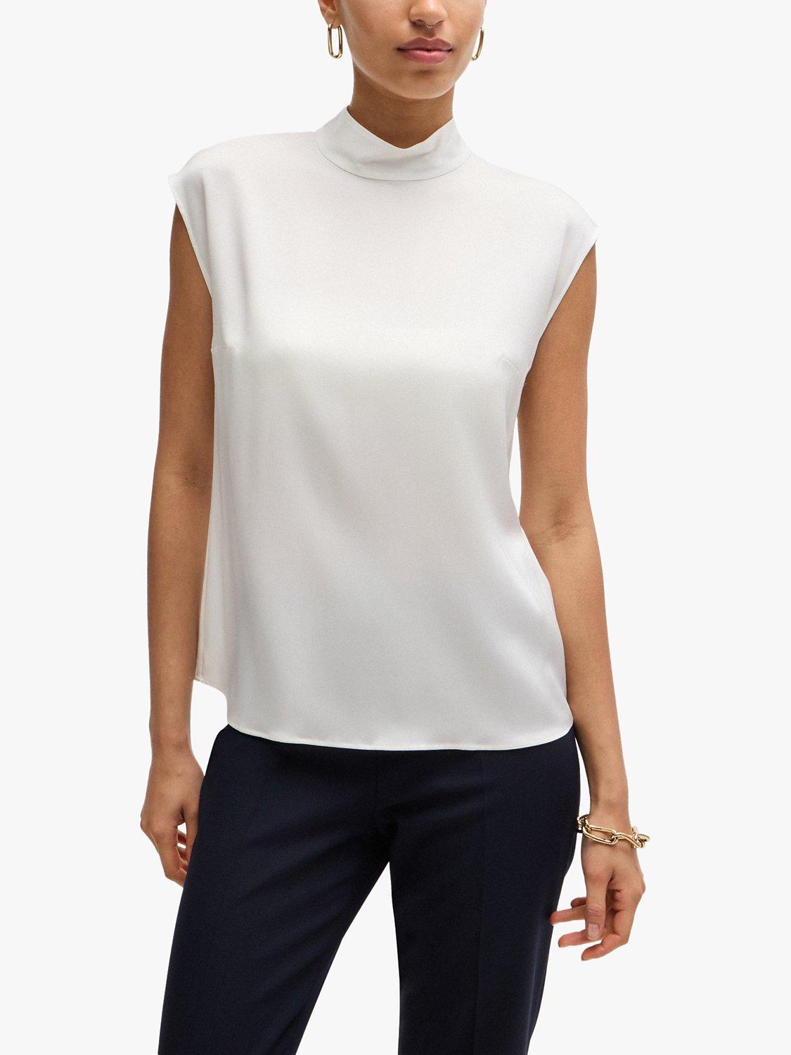 BOSS Bidriz Silk Blend Tank Top, White