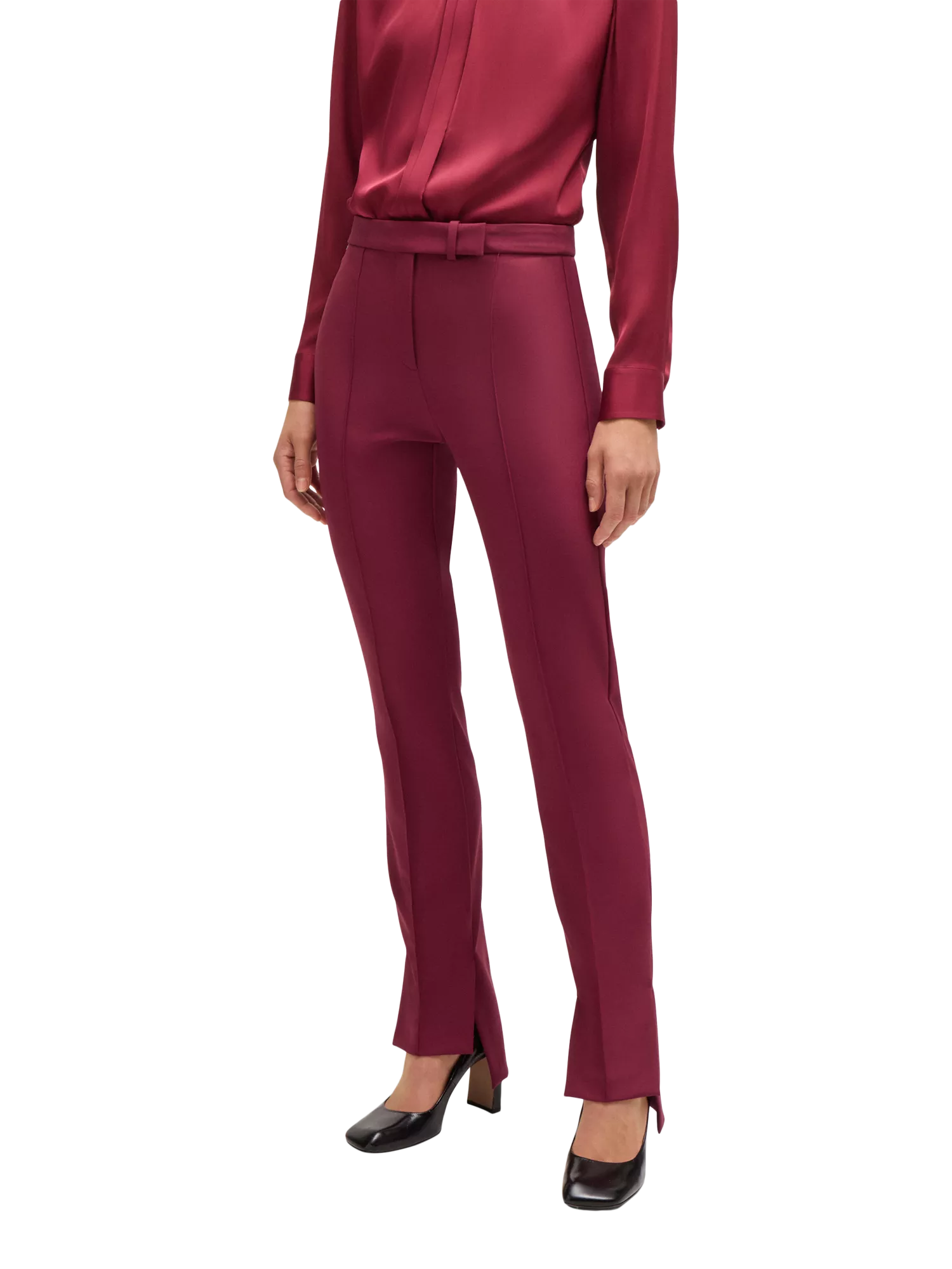 BOSS Tizena Tailored Trousers, Dark Red