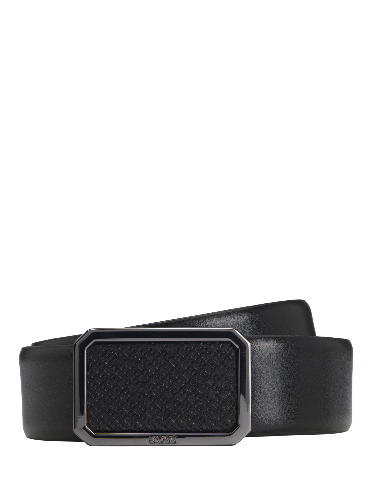 Product image 1 of 5, which shows BOSS Italian Leather Belt, Black, 36