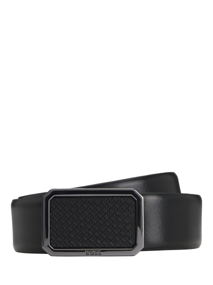 BOSS Italian Leather Belt, Black, Black