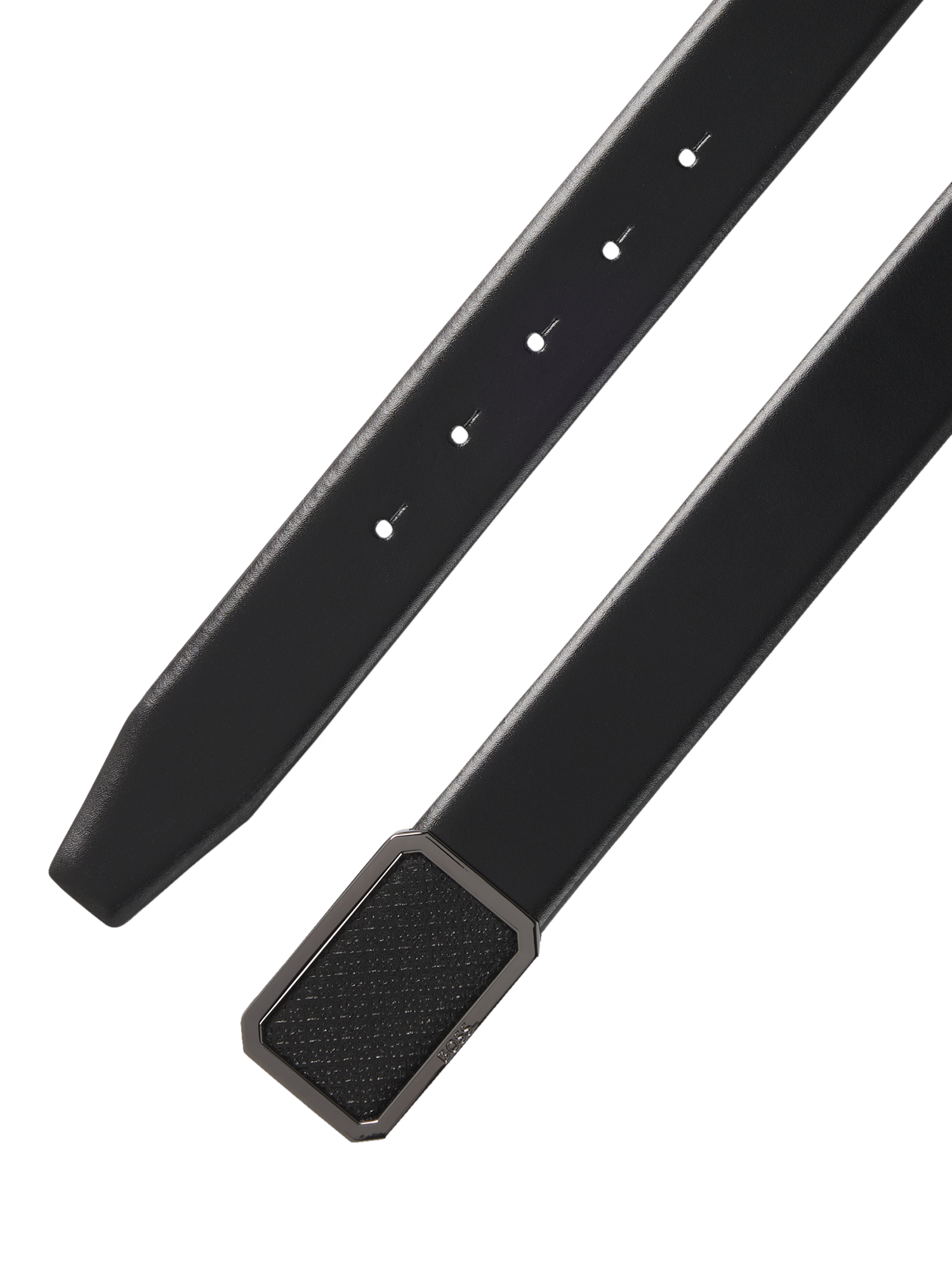 Product image 2 of 5, which shows BOSS Italian Leather Belt, Black, 36