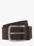 BOSS Engraved Logo Buckle Suede Belt, Dark Brown