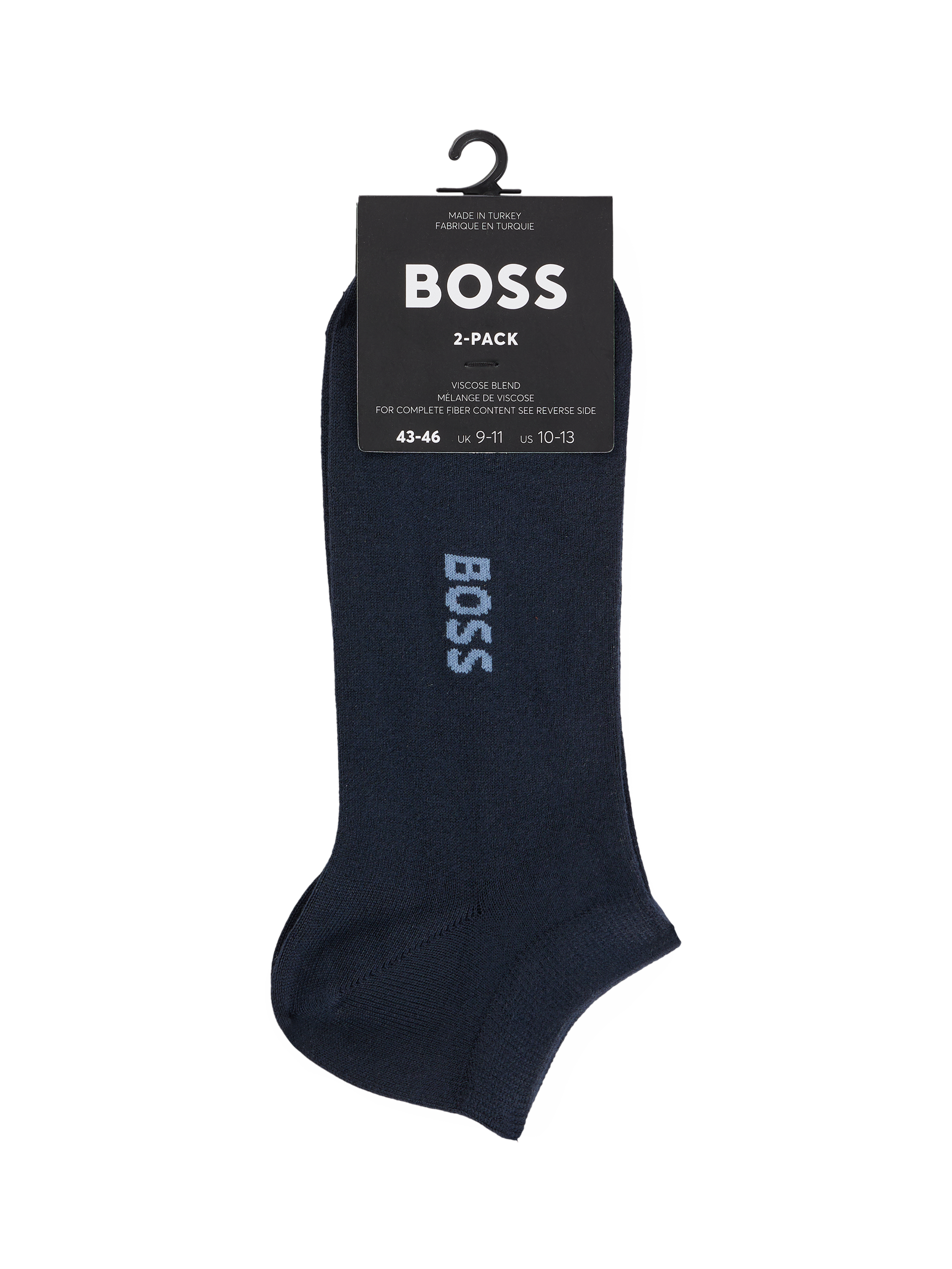 Product image 2 of 3, which shows BOSS Viscose Blend Trainer Socks, Pack of 2, Dark Blue, One Size