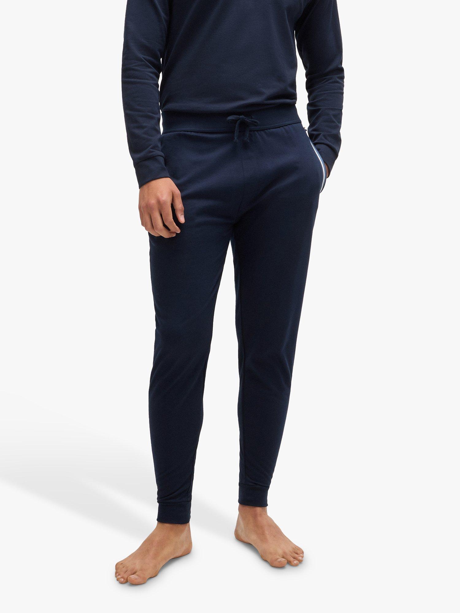 BOSS Logo Cotton Terry Tracksuit Bottoms, Dark Blue