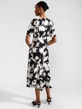 Hobbs Petite Alva Abstract Floral Print Midi Dress, Ivory/Black