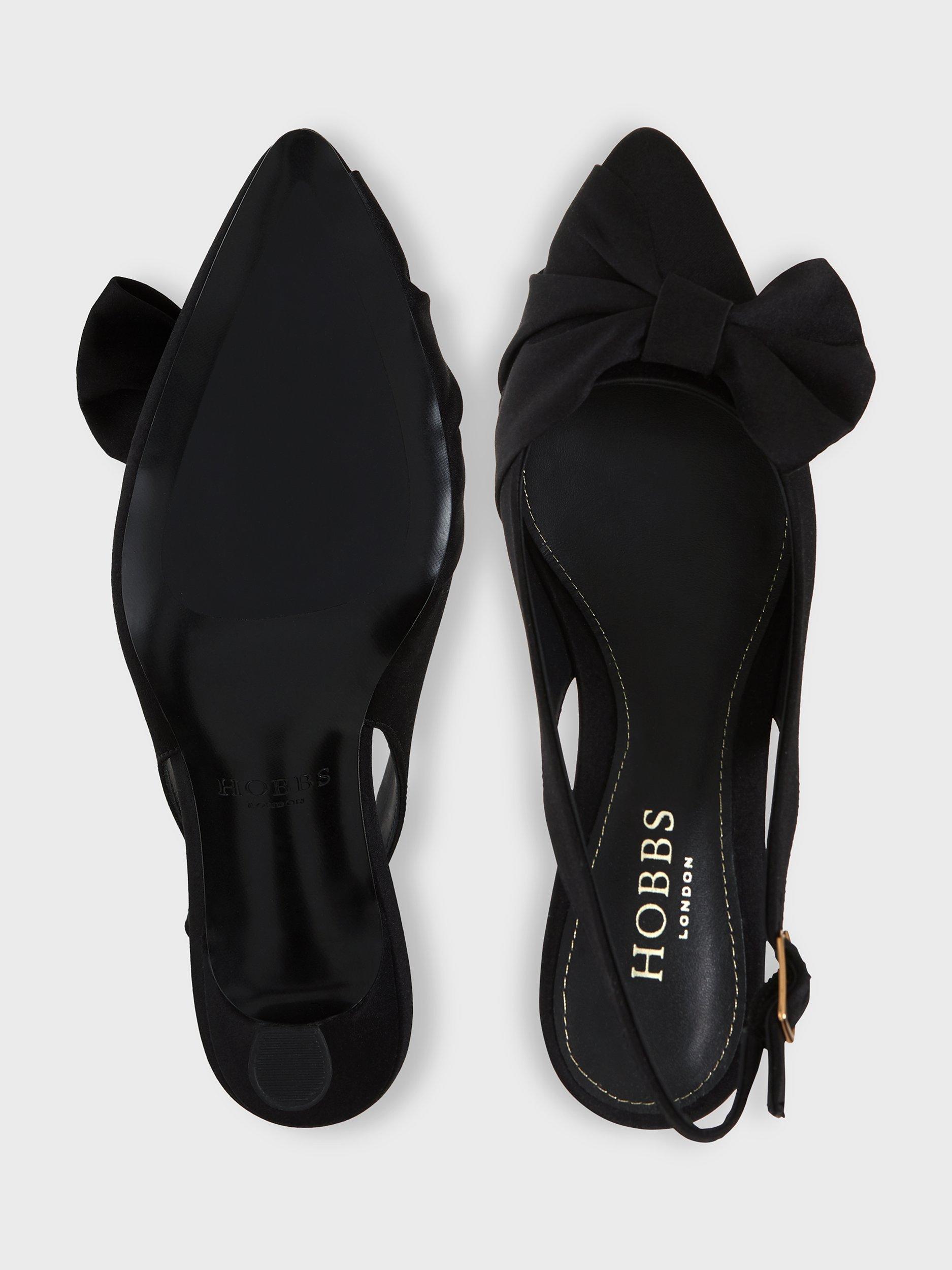 Product image 4 of 6, which shows Hobbs Francis Slingback Kitten Heel Court Shoes, Black, 4