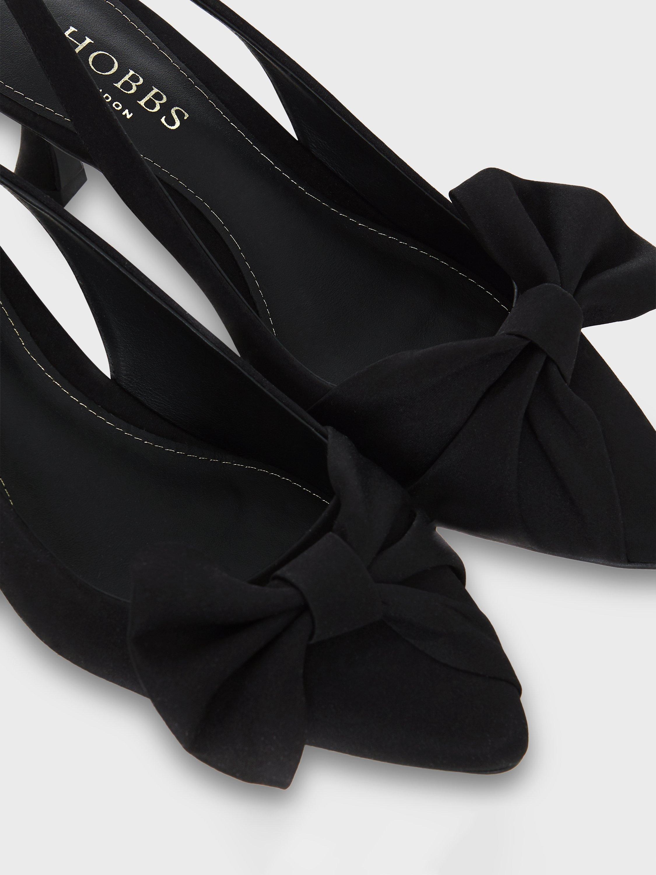 Product image 5 of 6, which shows Hobbs Francis Slingback Kitten Heel Court Shoes, Black, 4