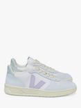 VEJA V-10 Leather Trainers, Gravel Parme/Menthol