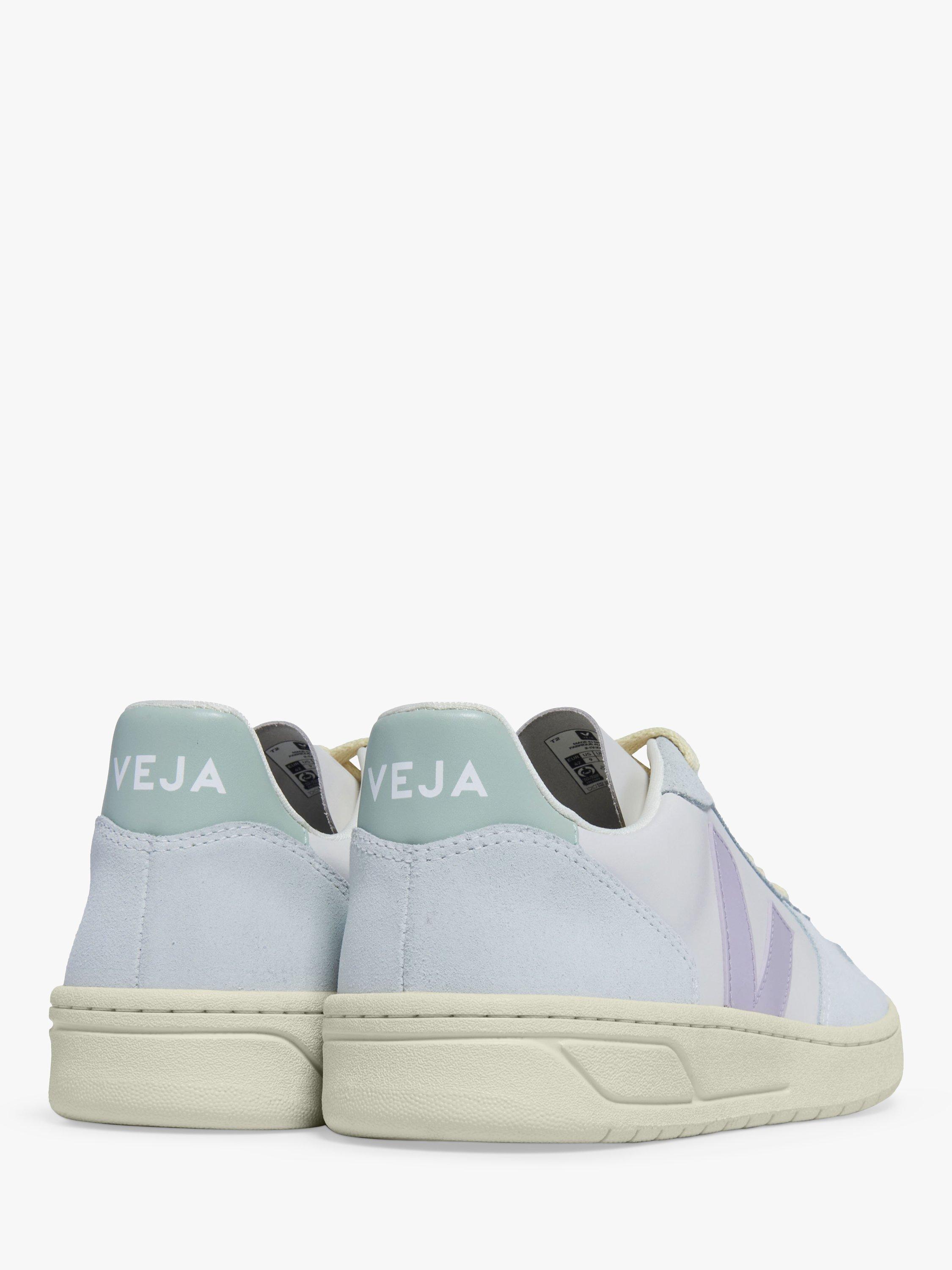 VEJA V-10 Leather Trainers, Gravel Parme/Menthol, 4