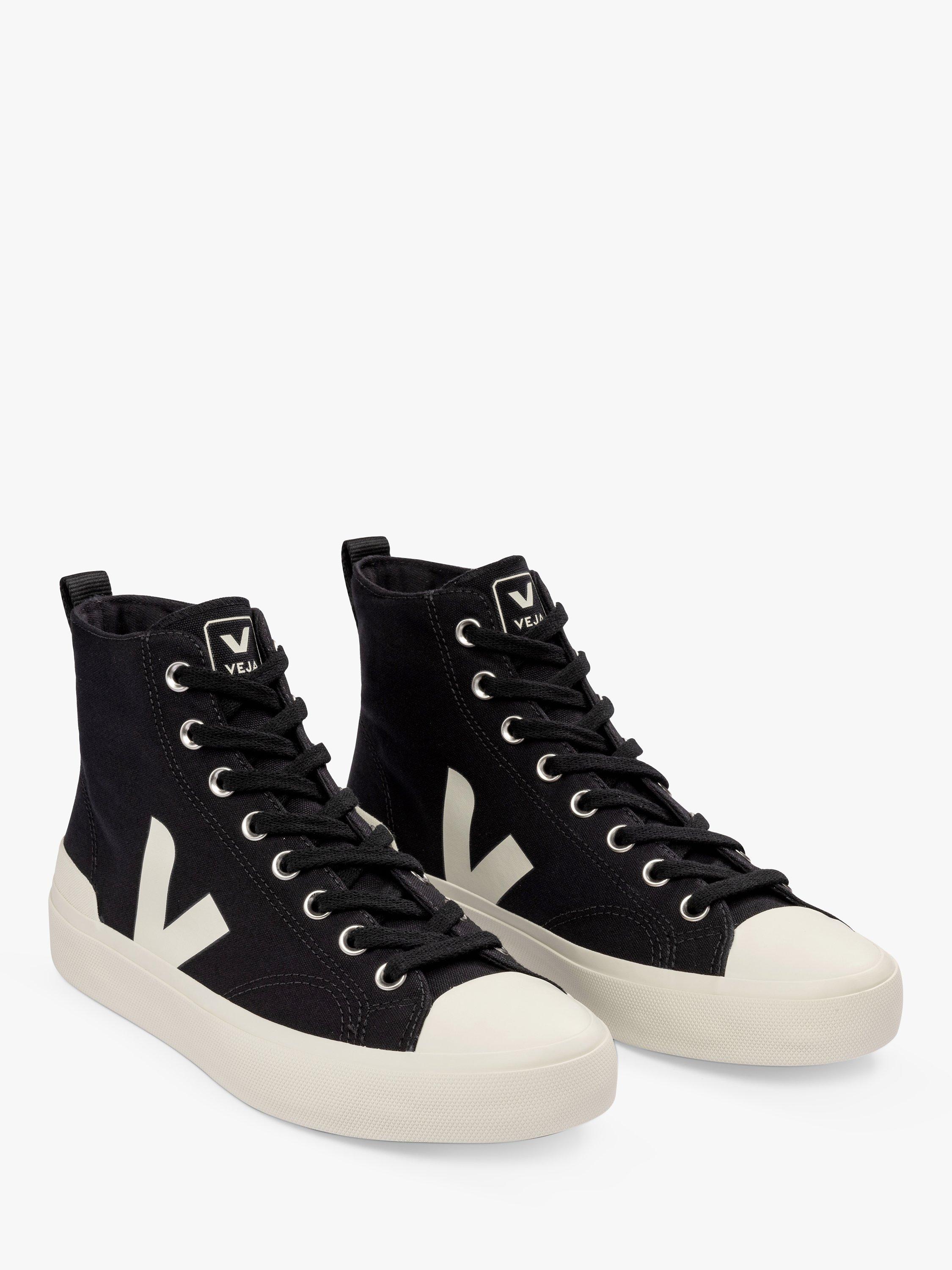 VEJA Wata II Hi Top Canvas Trainers, Black/Pierre, 4