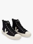 VEJA Wata II Hi Top Canvas Trainers, Black/Pierre