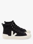 VEJA Wata II Hi Top Canvas Trainers, Black/Pierre