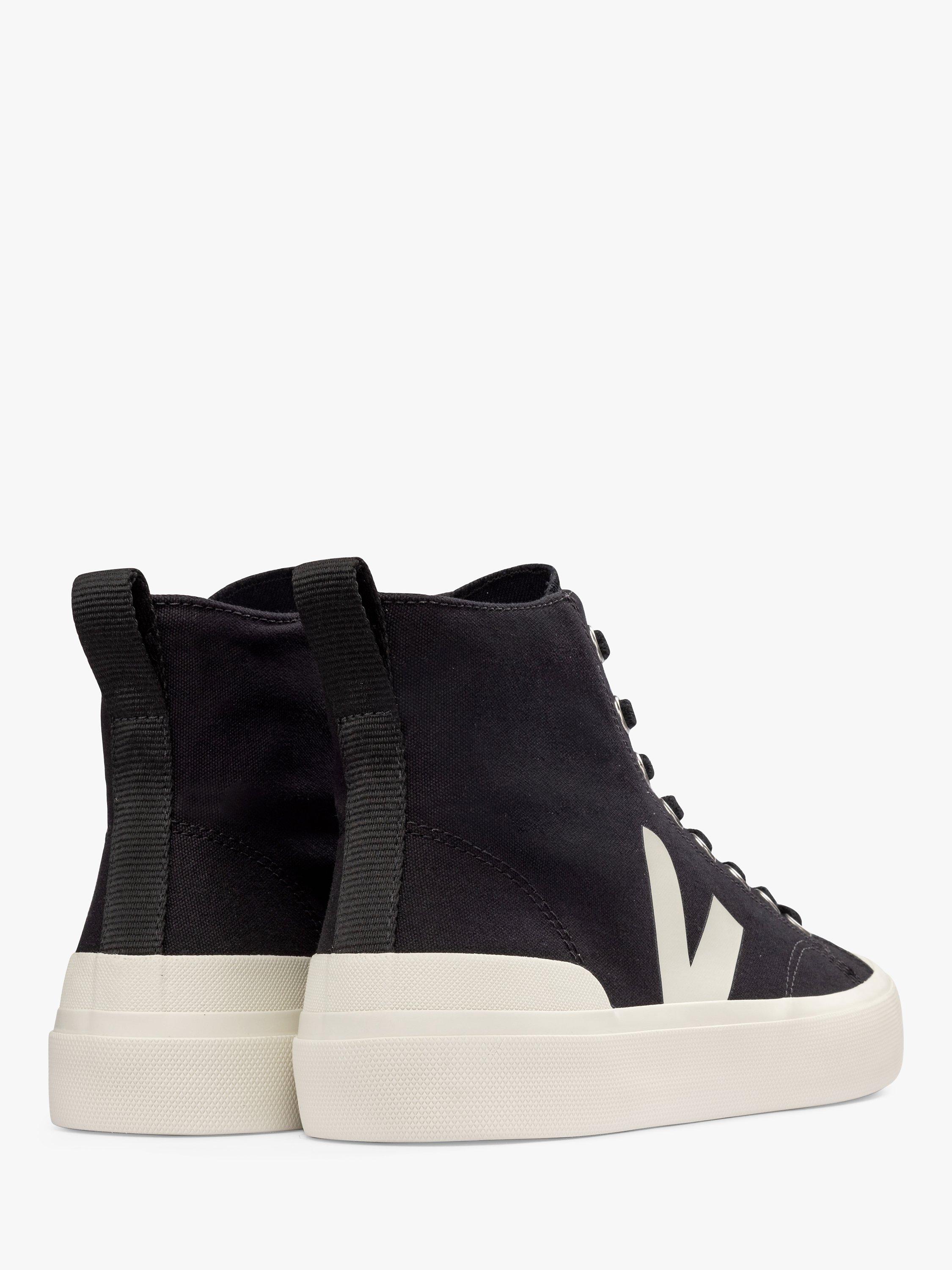 VEJA Wata II Hi Top Canvas Trainers, Black/Pierre, 4