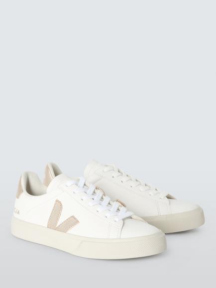 VEJA Campo Leather Trainers, Extra White/Platine - view 2, Extra White/Platine