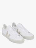 VEJA Campo Suede Detail Leather Trainers, Extra White/Natural