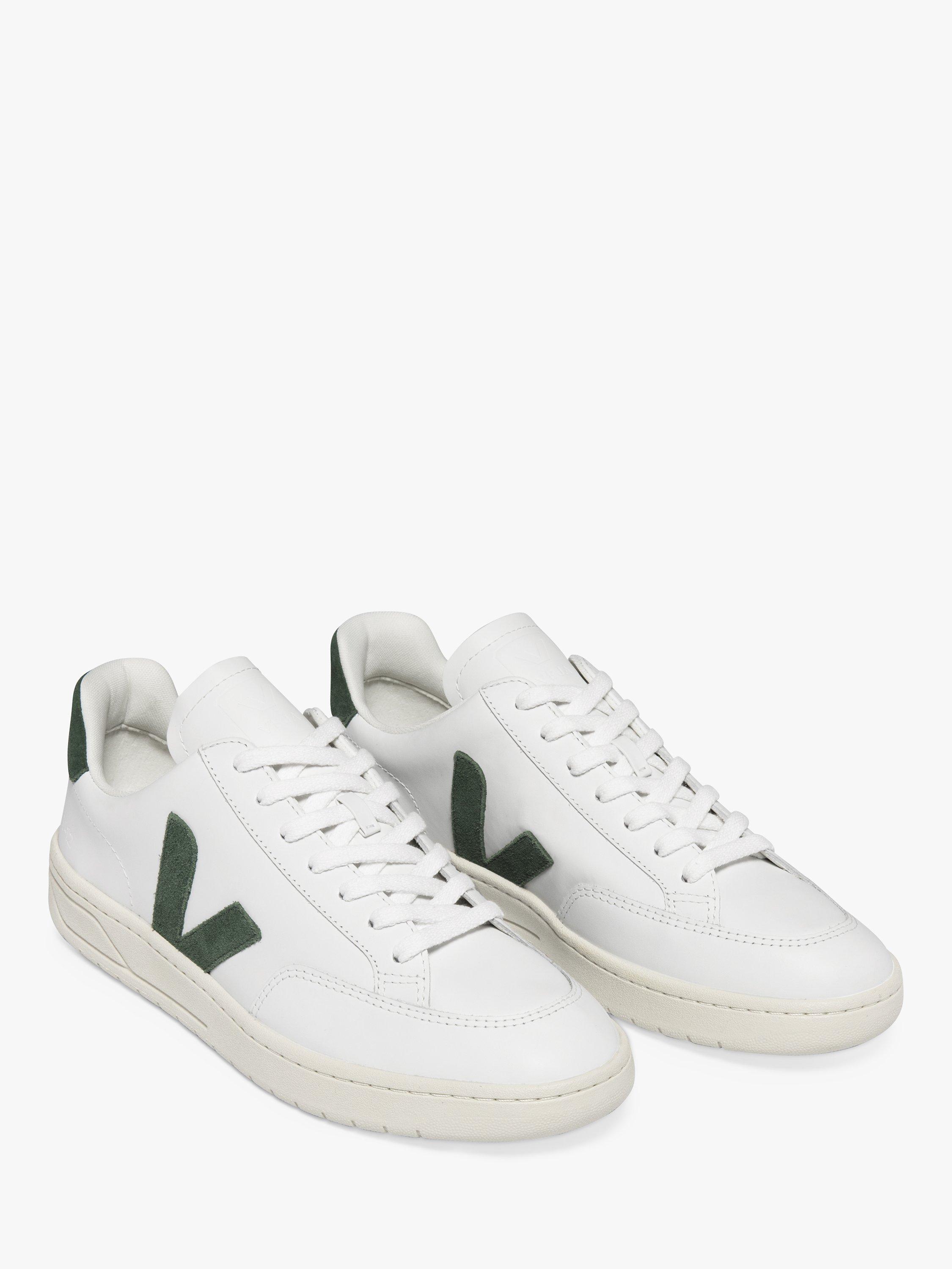 VEJA V-12 Leather Trainers, Extra White/Cyprus, 5