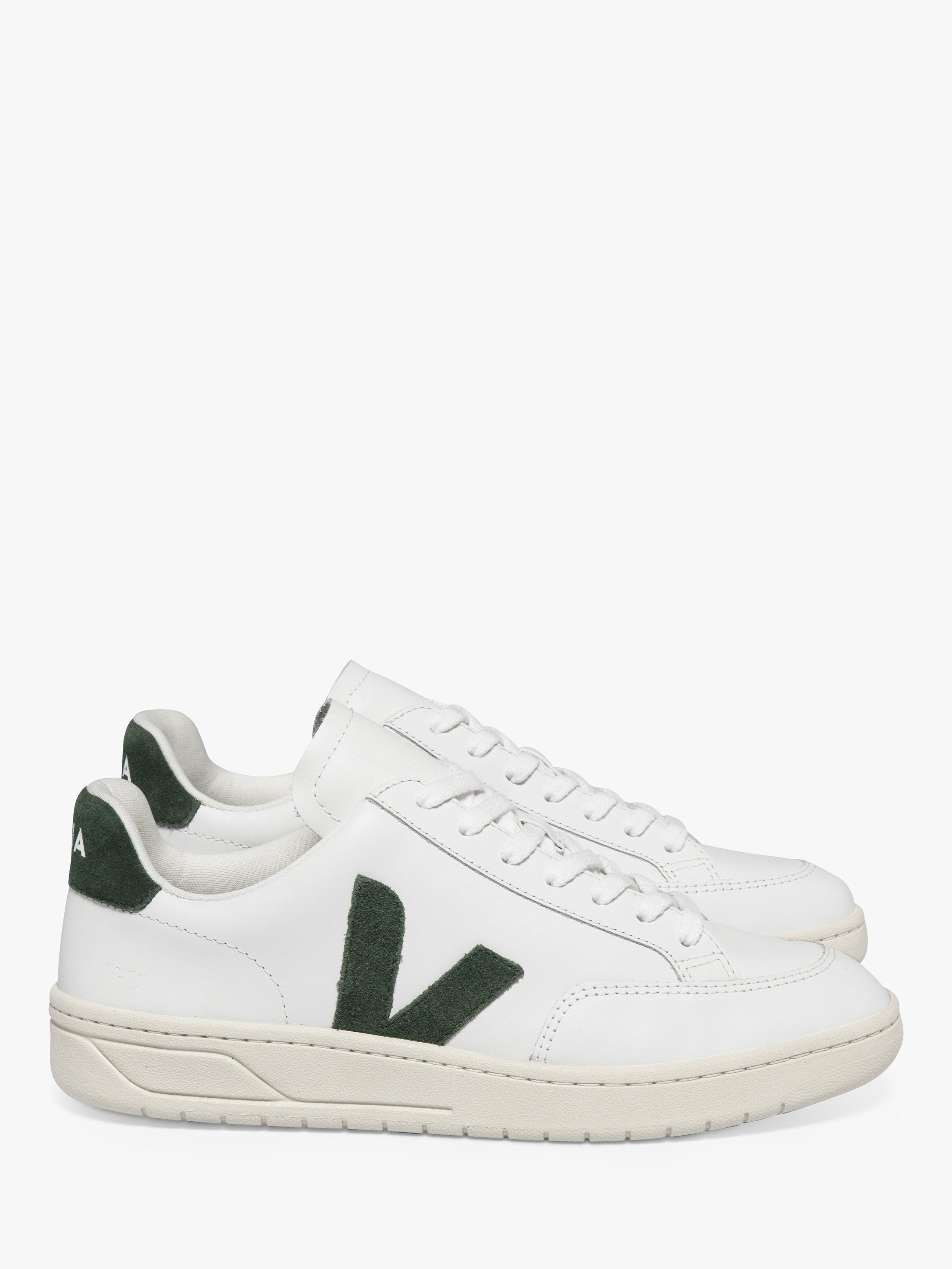 VEJA V-12 Leather Trainers, Extra White/Cyprus, 5