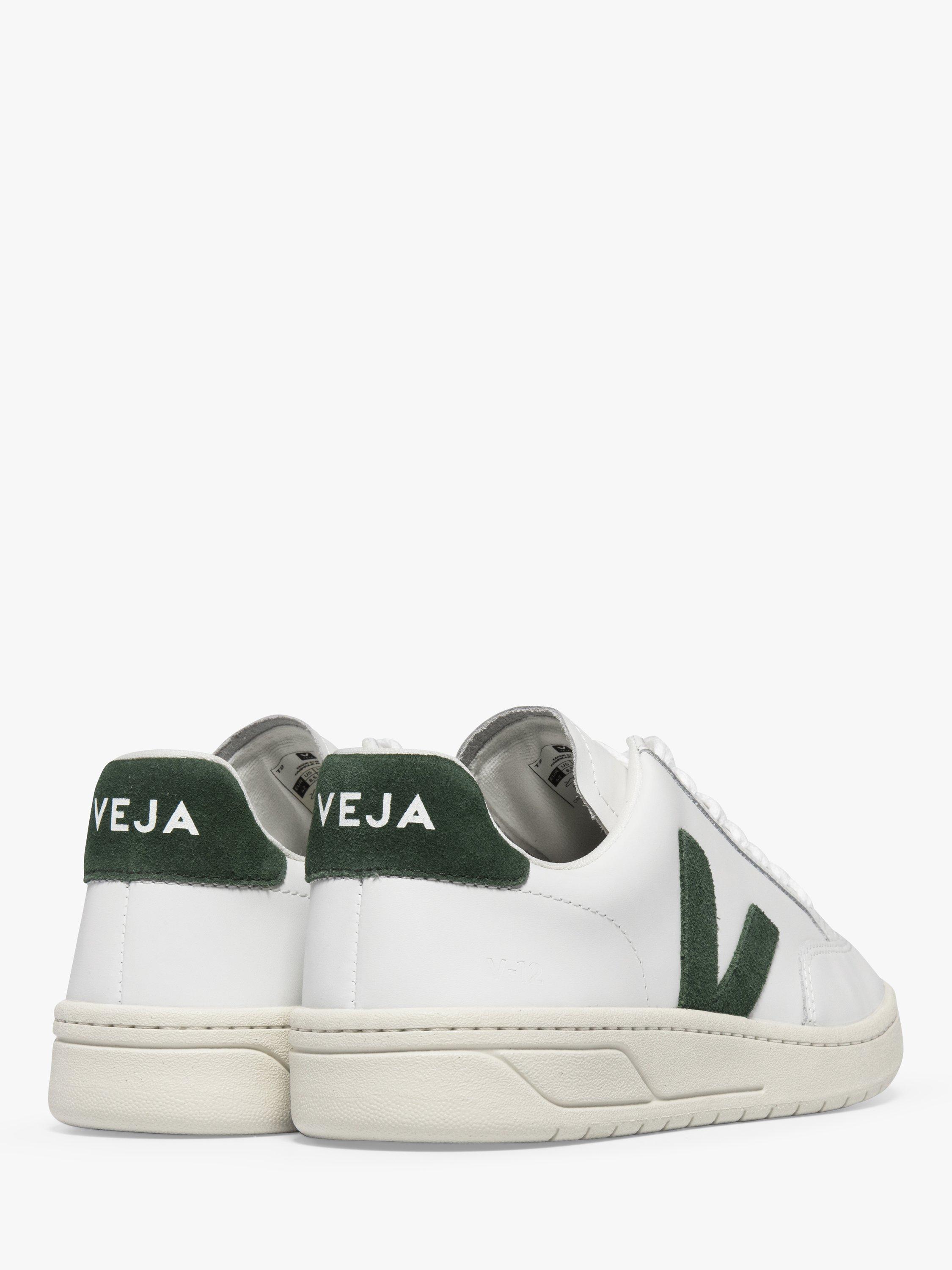 VEJA V-12 Leather Trainers, Extra White/Cyprus, 5