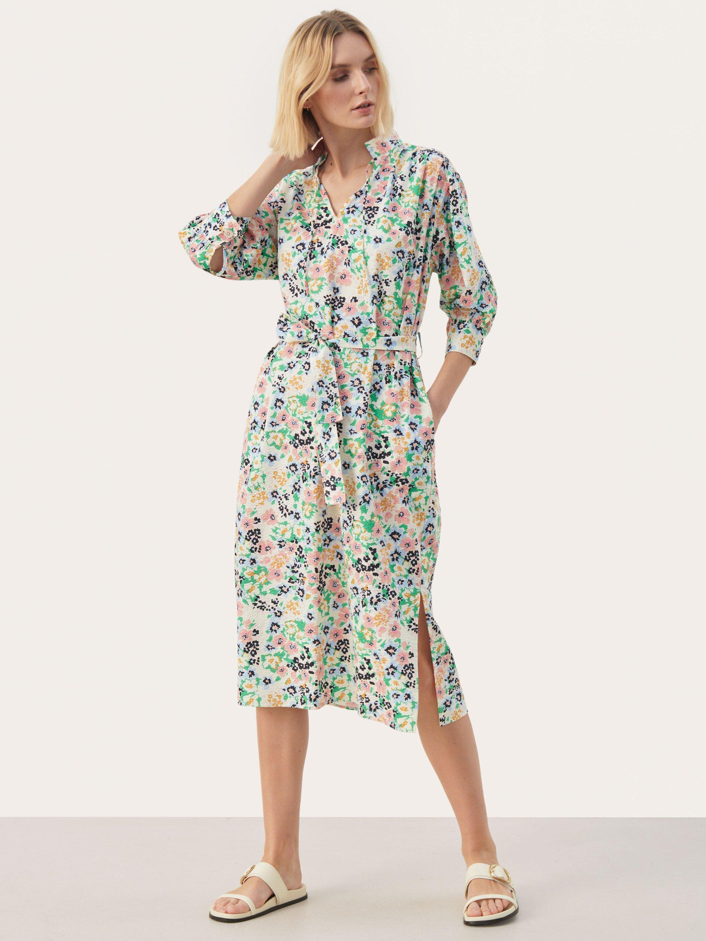 Part Two Ena Floral Midi Shirt Dress, Green/Multi, 12