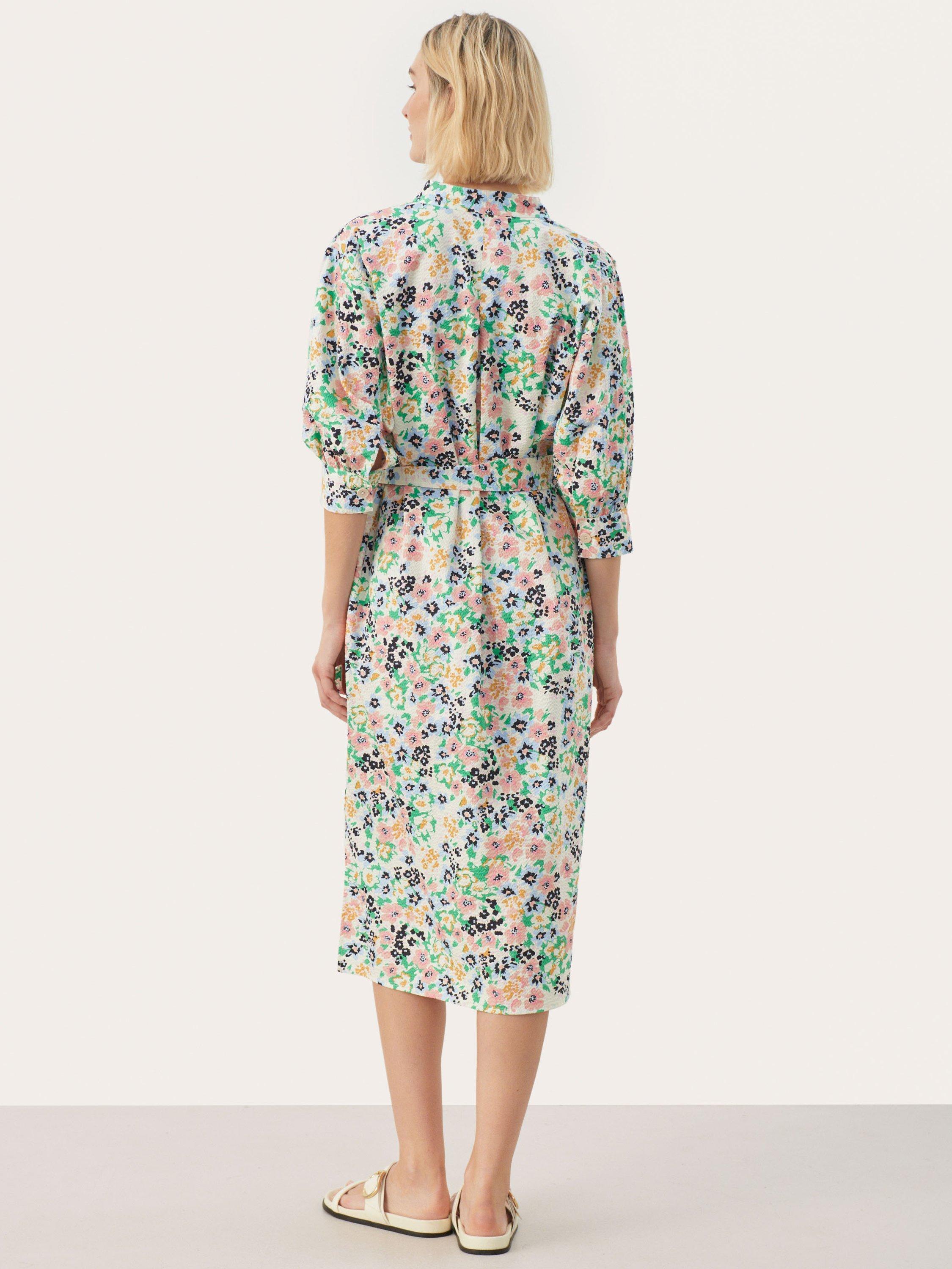 Part Two Ena Floral Midi Shirt Dress, Green/Multi, 12