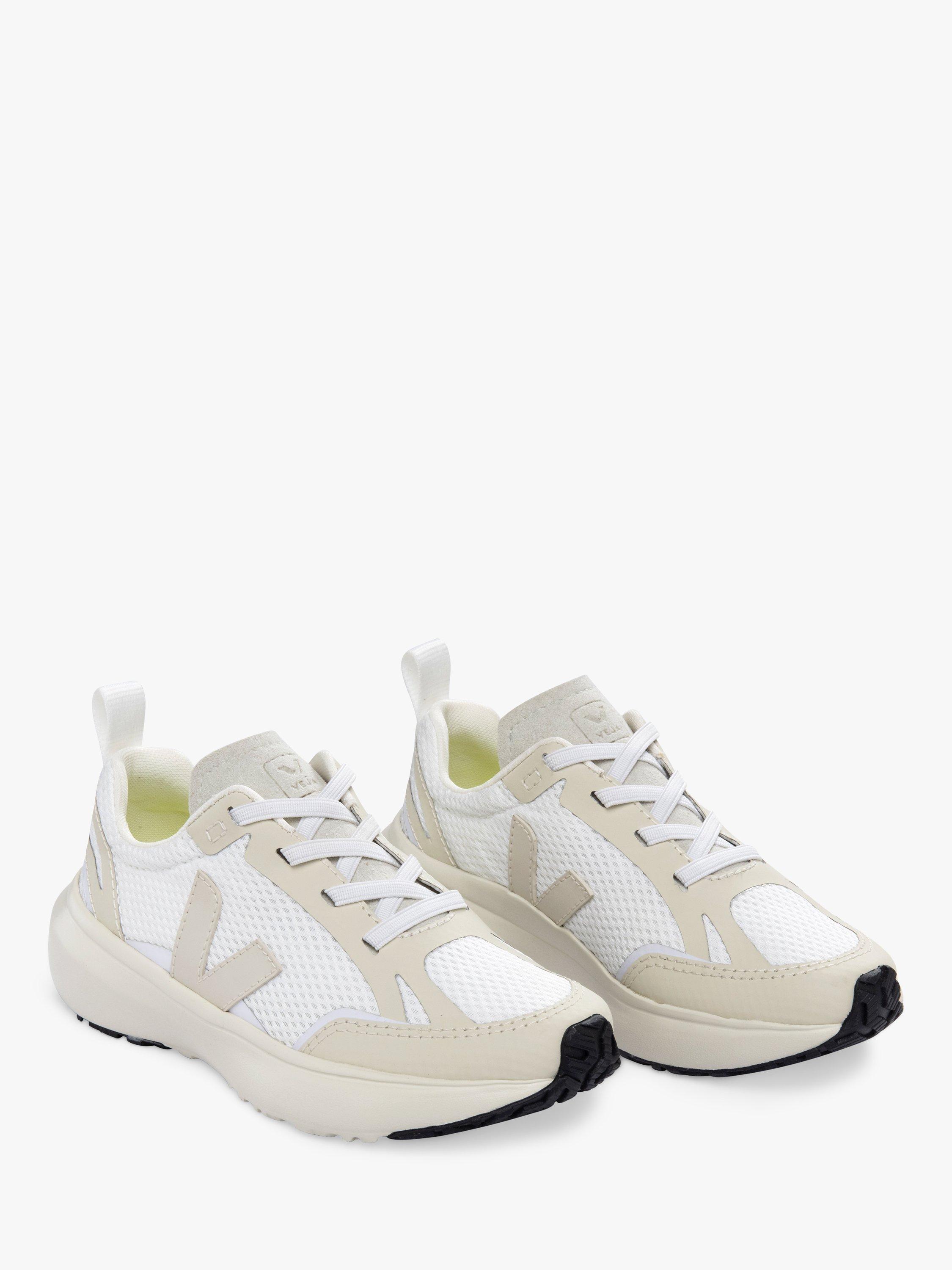 Product image 1 of 3, which shows VEJA Kids' Small Canary Light Mesh Lace Trainers, White Pierre, 28