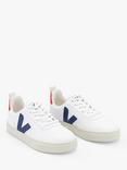 VEJA Kids' V-10 Lace Up Trainers, White/Cobalt