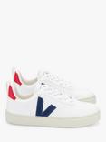 VEJA Kids' V-10 Lace Up Trainers, White/Cobalt