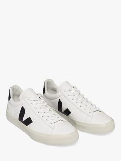 VEJA Campo Leather Trainers, White Black - view 2, White Black
