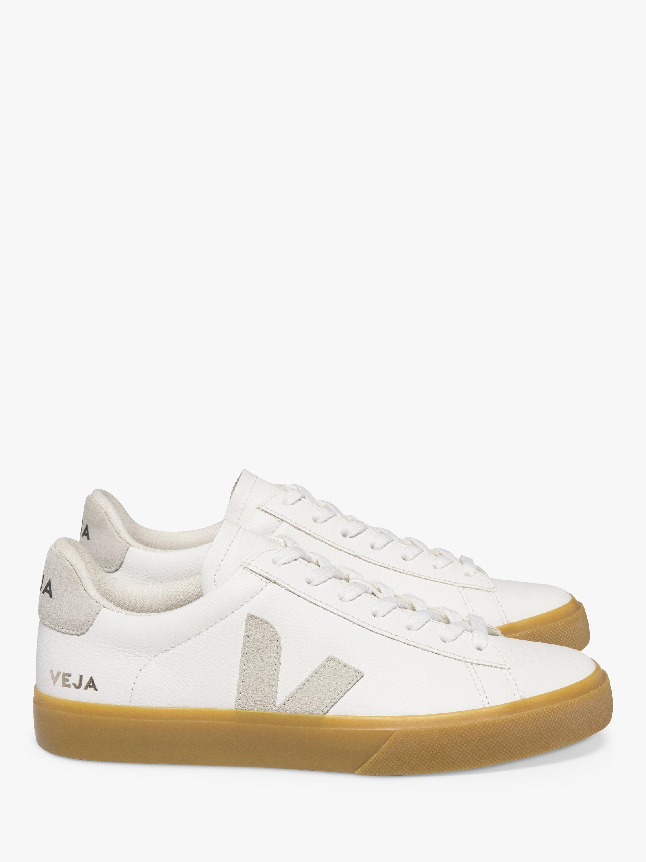 Product image 1 of 3, which shows VEJA Campo Gum Sole Leather Trainers, White/Grey, 10