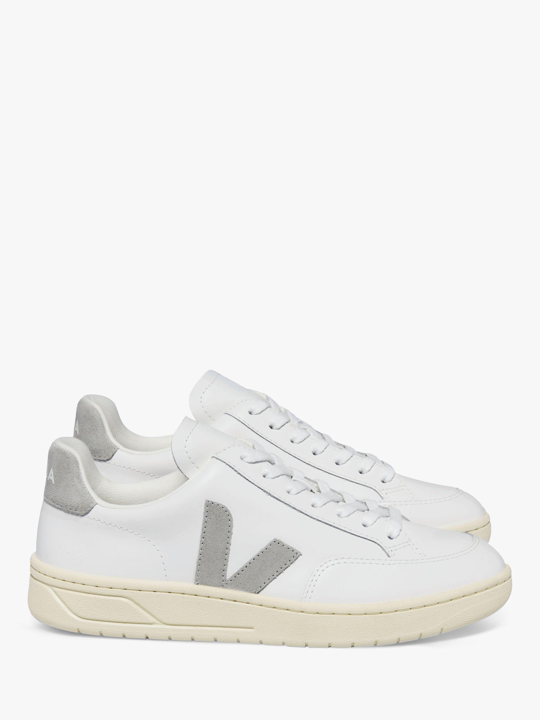 VEJA V-12 Leather Trainers, White/Grey
