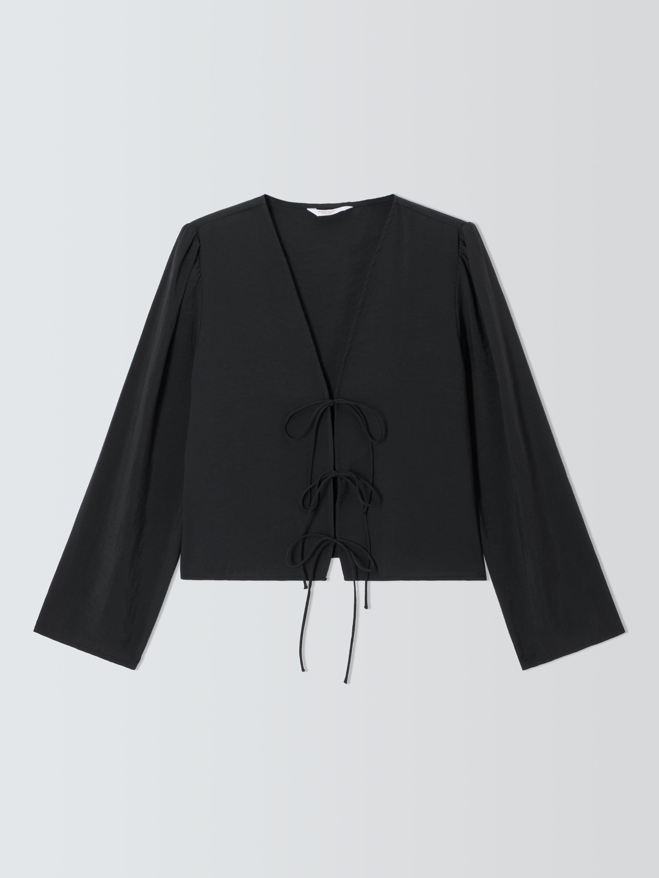 John Lewis ANYDAY Tie Front Top Black