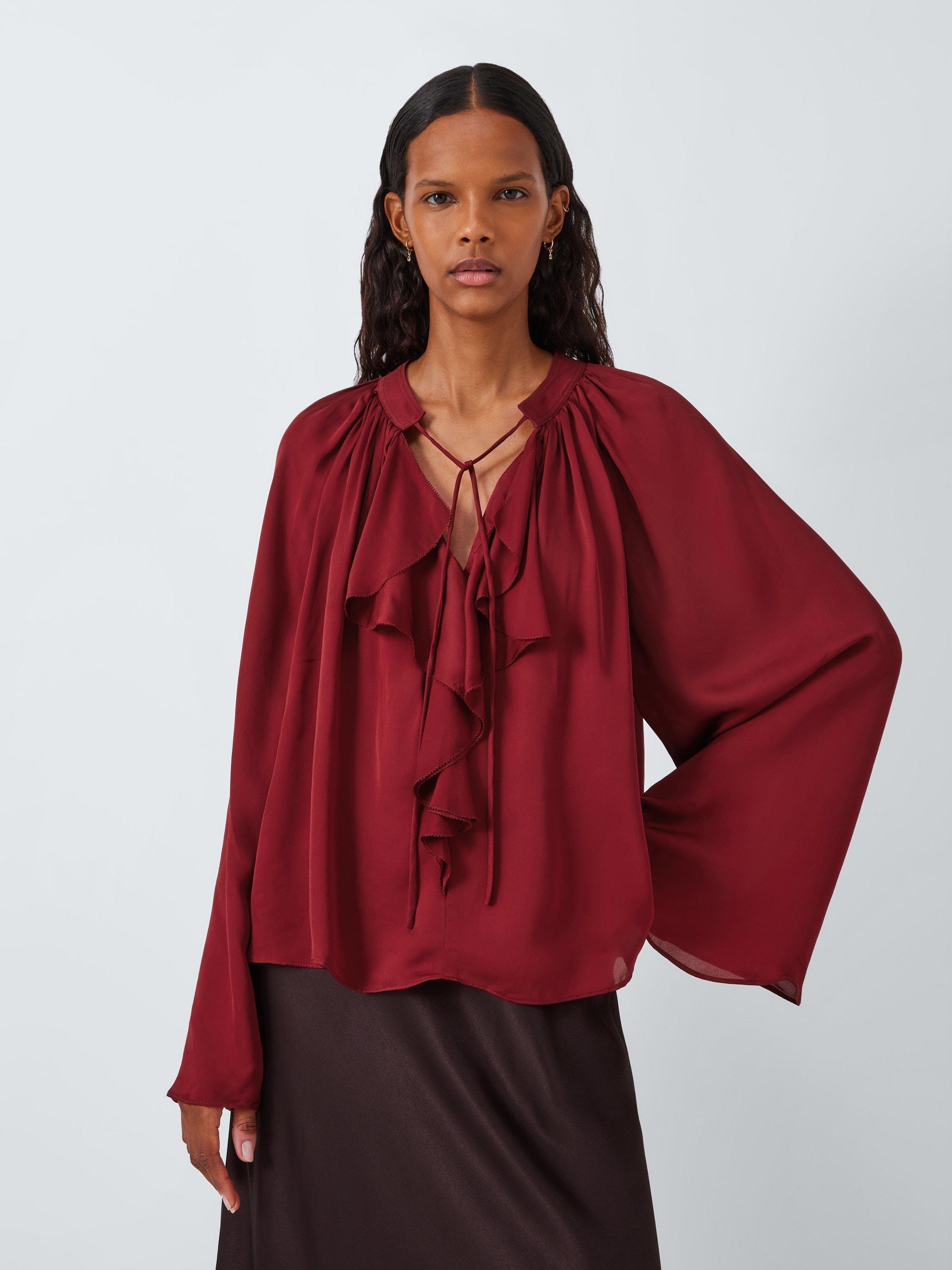 AND OR Kendall Ruffle Blouse Red