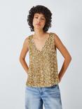 AND/OR Sheridan Sequin Vest Top, Gold