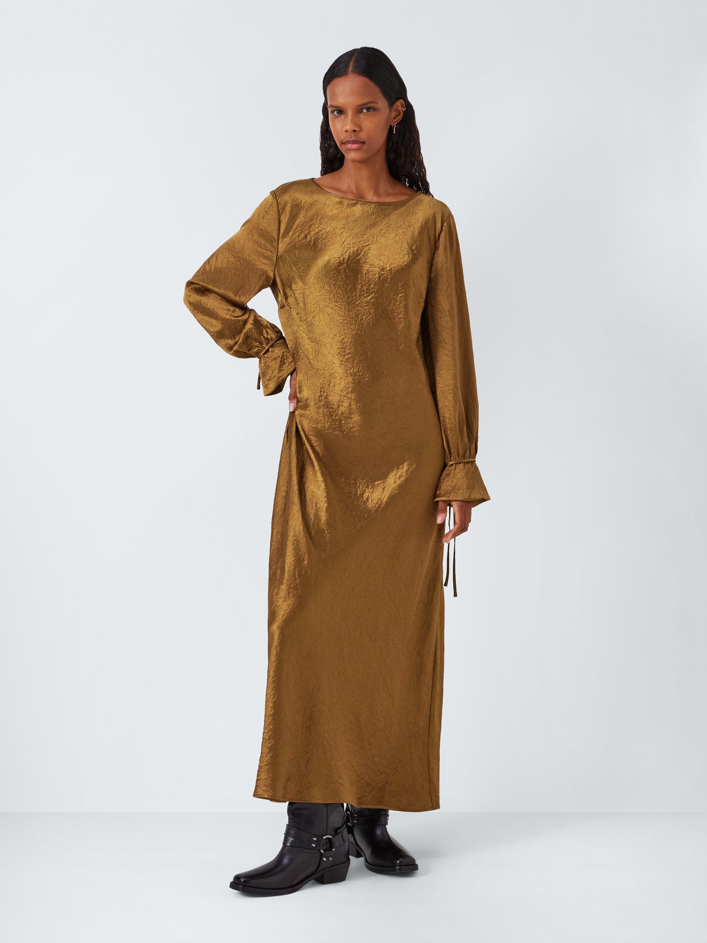 AND/OR Nicol Satin Maxi Dress, Gold