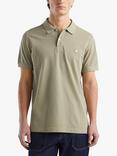 Benetton Short Sleeve Polo Shirt, Pale Khaki Green