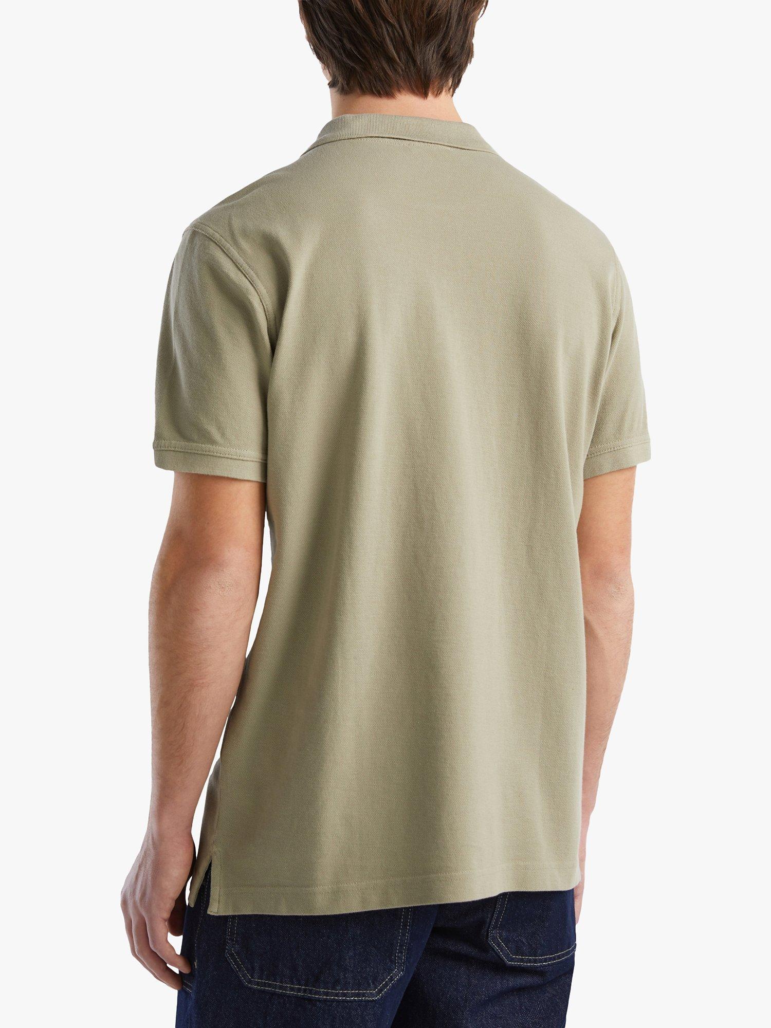Product image 2 of 4, which shows Benetton Short Sleeve Polo Shirt, Pale Khaki Green, S