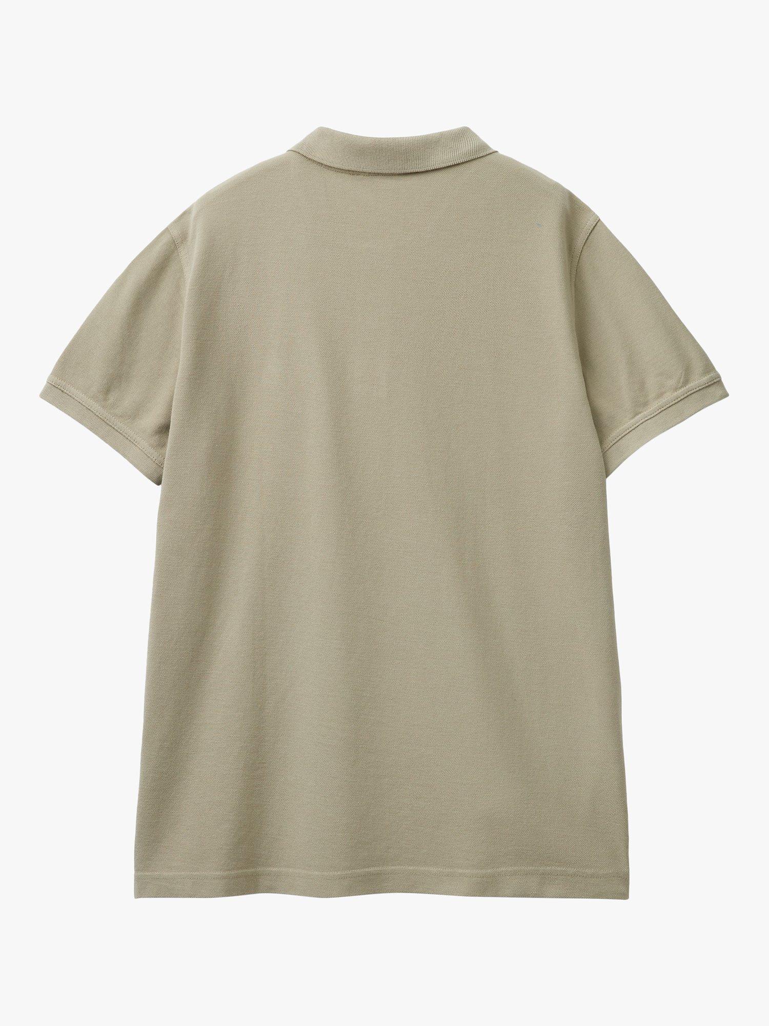 Product image 4 of 4, which shows Benetton Short Sleeve Polo Shirt, Pale Khaki Green, S
