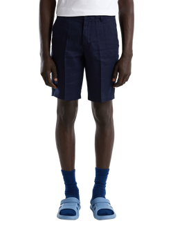 Benetton Linen Shorts, Navy Blue