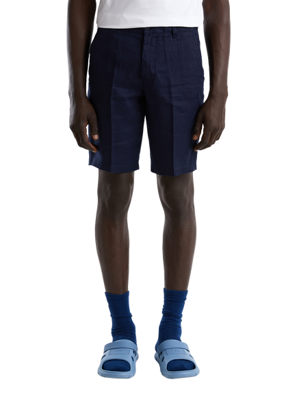 Benetton Linen Shorts, Navy Blue